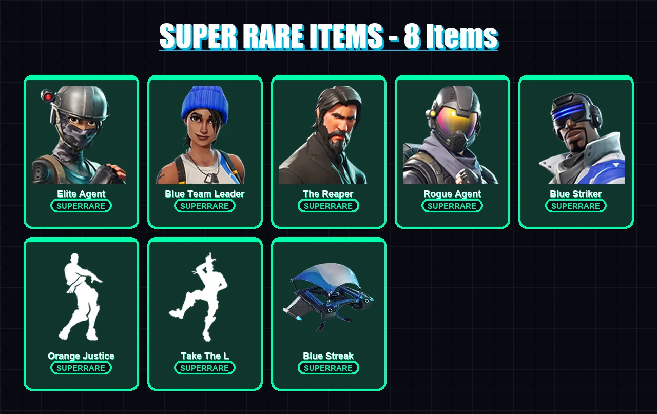 [PC/XBOX] | Elite Agent | Blue Team Leader | The Reaper | Rogue Agent | Blue Striker | 76 skin | 63 pickaxe | 79 emote | 65 glider | Lv933