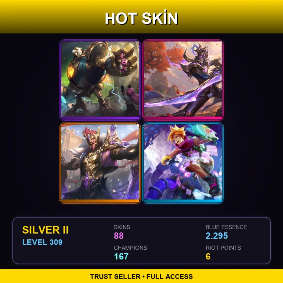EUNE | Lv309 | Silver II | 88 Skin | 167 Champ