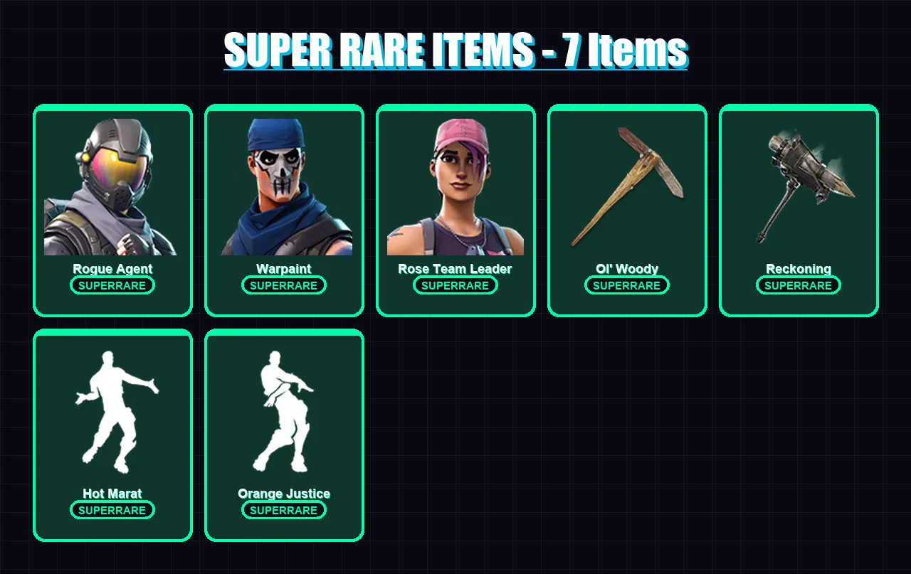 [PC/XBOX/PSN] | Rogue Agent | Warpaint | Rose Team Leader | Calamity | Gear Specialist Maya | 88 skin | 80 pickaxe | 83 emote | 77 glider | Lv1042