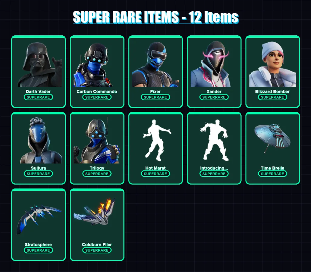 [PC] | Darth Vader | Carbon Commando | Fixer | Xander | Blizzard Bomber | 275 skin | 306 pickaxe | 245 emote | 200 glider | Lv3001