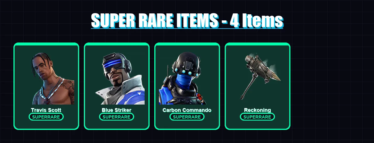[PC] | Travis Scott | Blue Striker | Carbon Commando | Rox | Catalyst | 28 skin | 23 pickaxe | 28 emote | 28 glider | Lv317 — Fortnite account