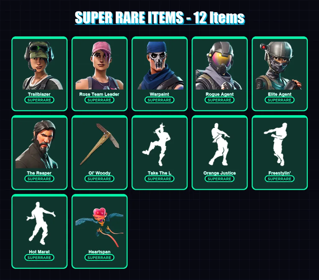 [PC/XBOX] | Trailblazer | Rose Team Leader | Warpaint | Rogue Agent | Elite Agent | 41 skin | 42 pickaxe | 58 emote | 49 glider | Lv578
