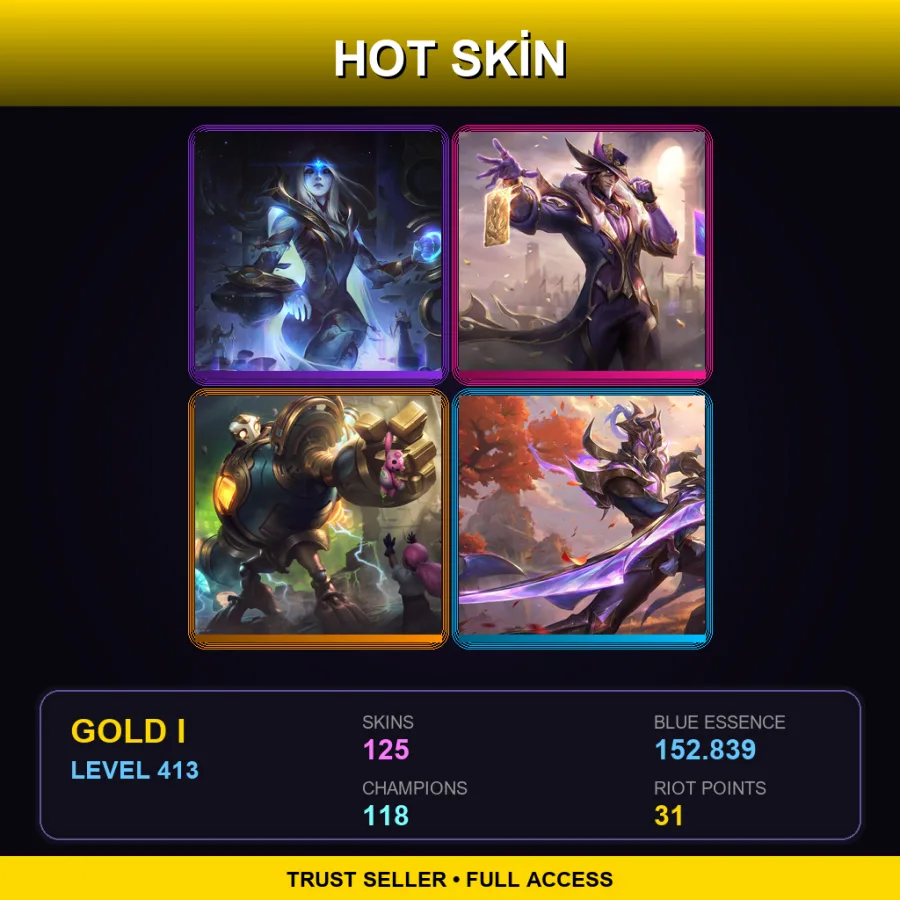 LAN | Lv413 | Gold I | 125 Skin | 118 Champ
