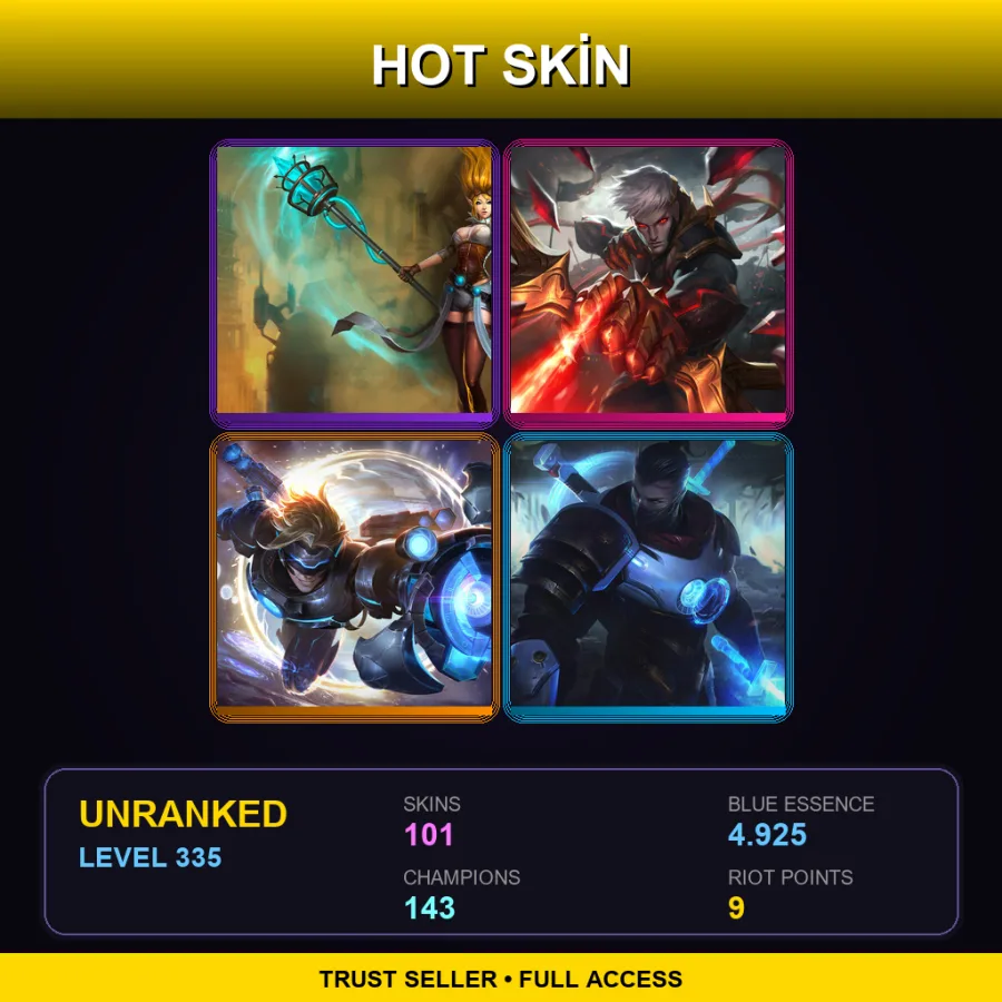 EUNE | Lv335 | Unranked | 101 Skin | 143 Champ