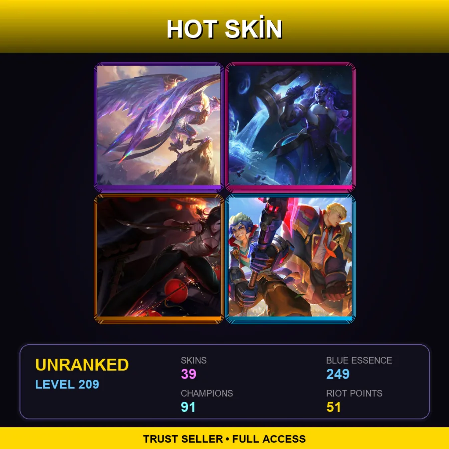 LAS | Lv209 | Unranked | 39 Skin | 91 Champ — LoL account