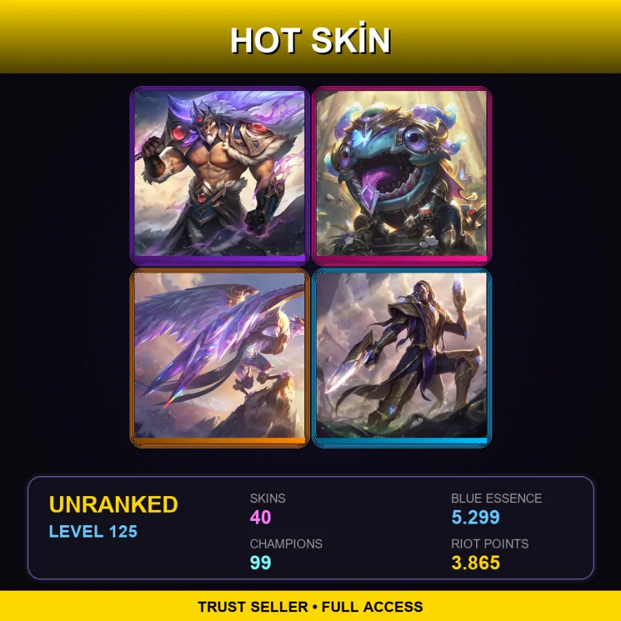 EUW | Lv125 | Unranked | 40 Skin | 99 Champ