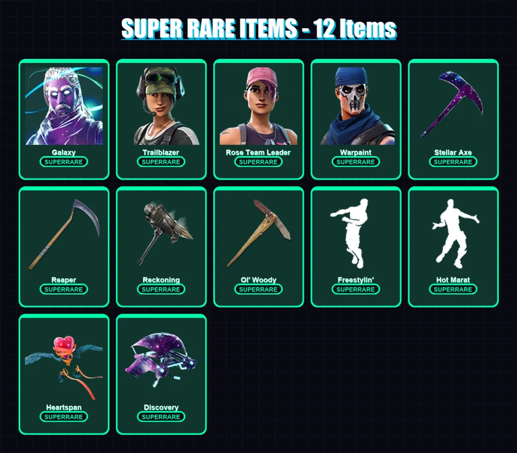 [PC/XBOX/PSN] | Galaxy | Trailblazer | Rose Team Leader | Warpaint | A.I.M. | 69 skin | 55 pickaxe | 68 emote | 61 glider | Lv590