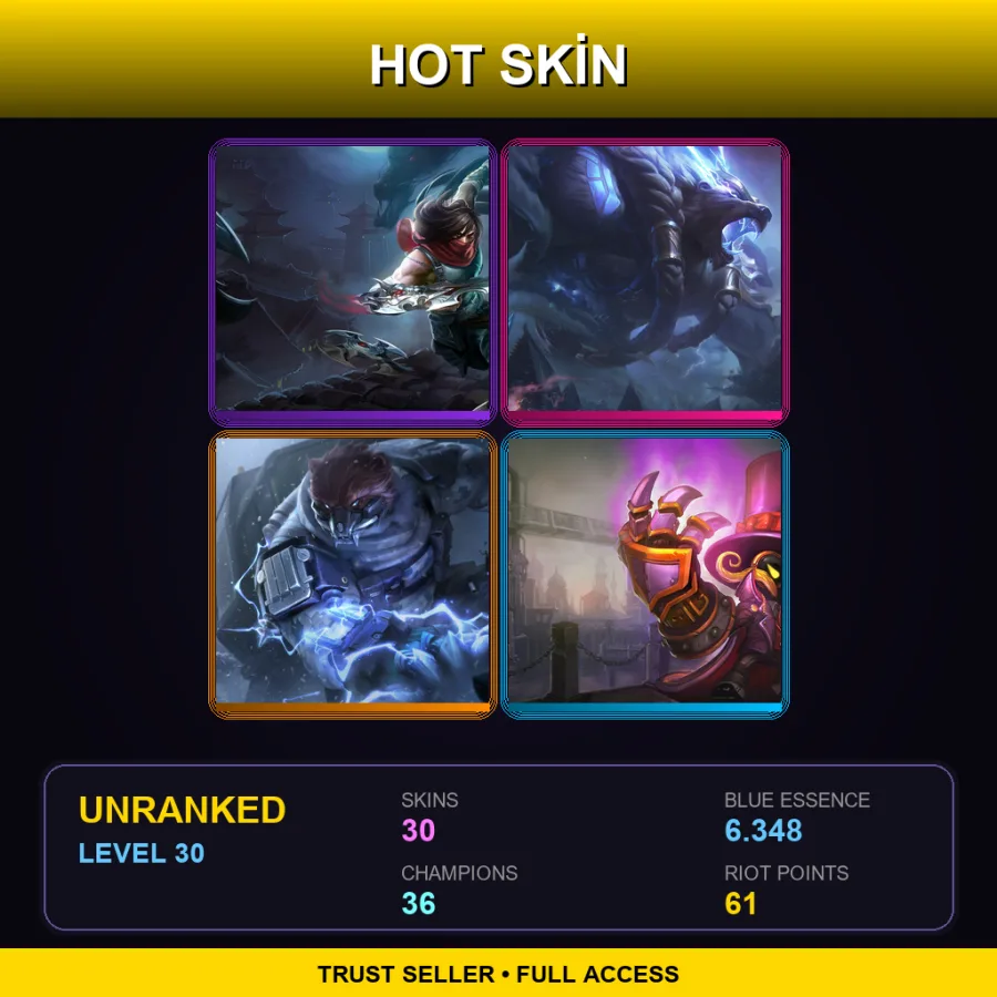 VN | Lv30 | Unranked | 30 Skin | 36 Champ