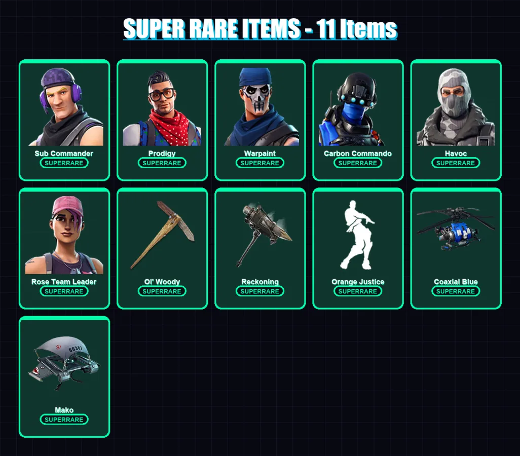 [PC/XBOX/PSN] | Sub Commander | Prodigy | Warpaint | Carbon Commando | Havoc | 37 skin | 29 pickaxe | 29 emote | 34 glider | Lv370