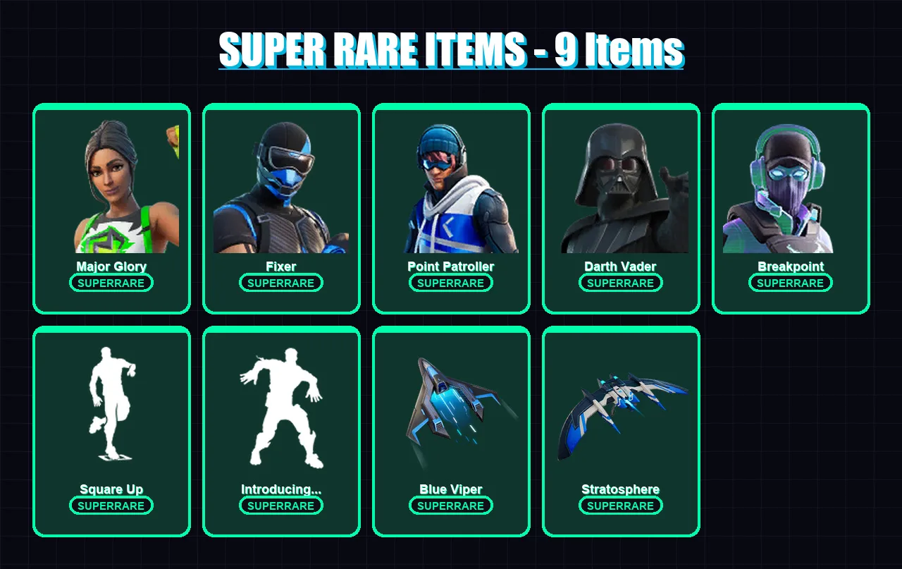 [PS4/PS5/XBOX/PC] | Major Glory | Fixer | Point Patroller | Darth Vader | Breakpoint | 220 skin | 264 pickaxe | 182 emote | 195 glider | Lv4849 — Fortnite account
