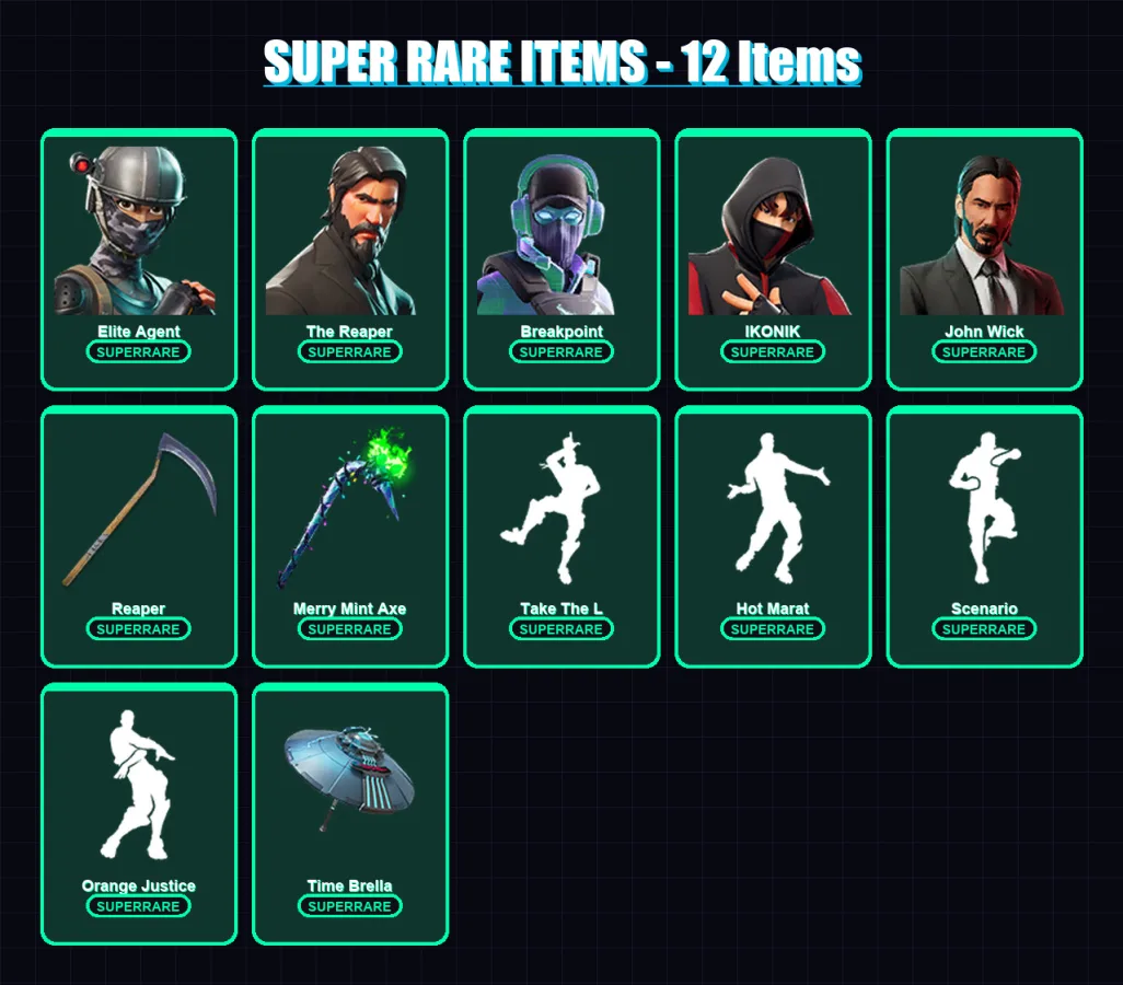 [PC/XBOX/PSN] | Elite Agent | The Reaper | Breakpoint | IKONIK | John Wick | 142 skin | 83 pickaxe | 85 emote | 72 glider | Lv760