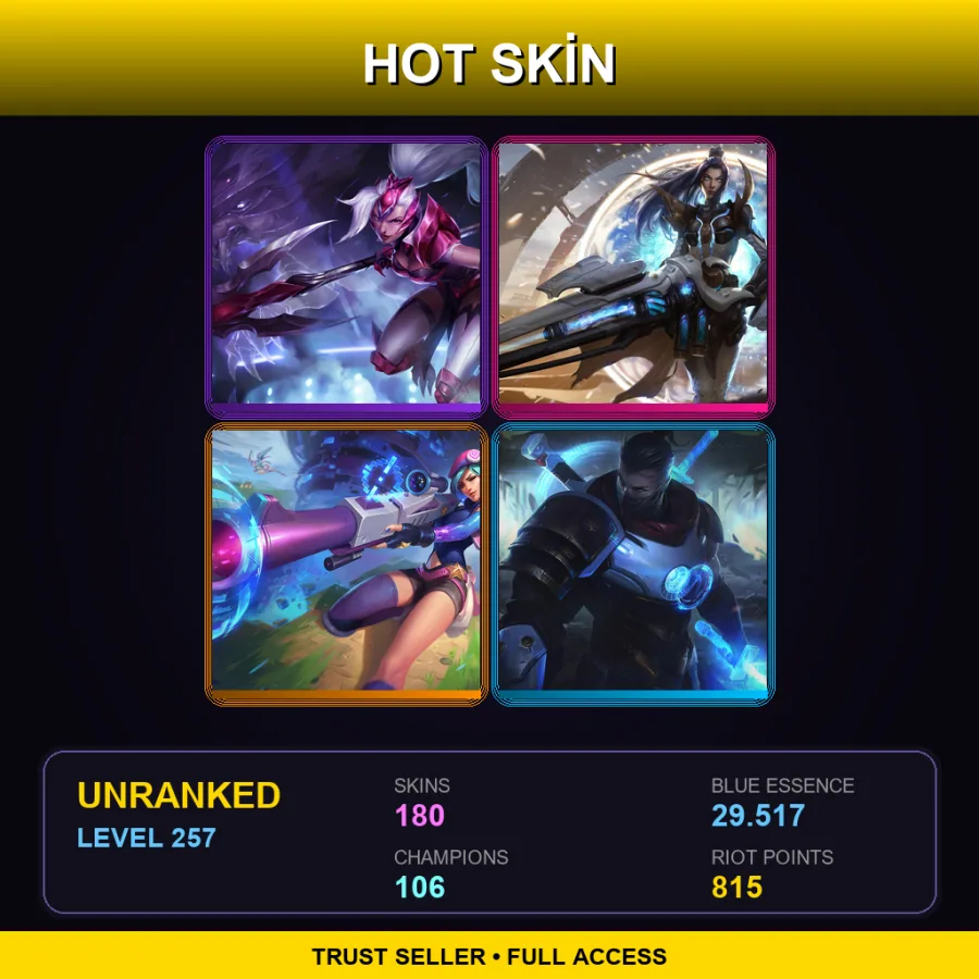 EUNE | Lv257 | Unranked | 180 Skin | 106 Champ
