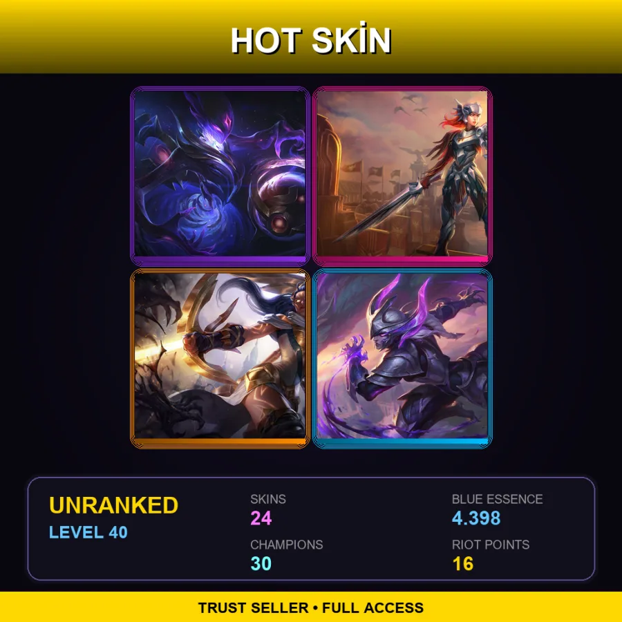 EUNE | Lv40 | Unranked | 24 Skin | 30 Champ