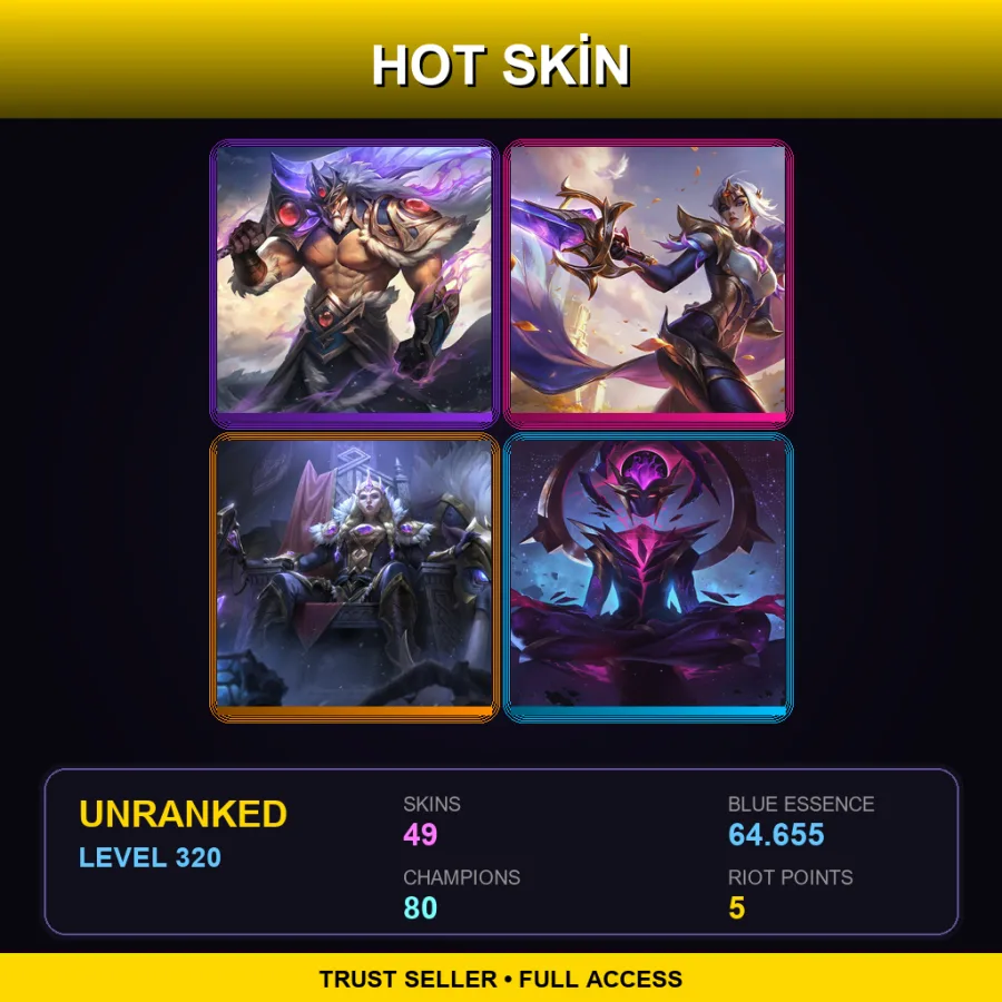 LAS | Lv320 | Unranked | 49 Skin | 80 Champ — Unranked / Smurf League of Legends