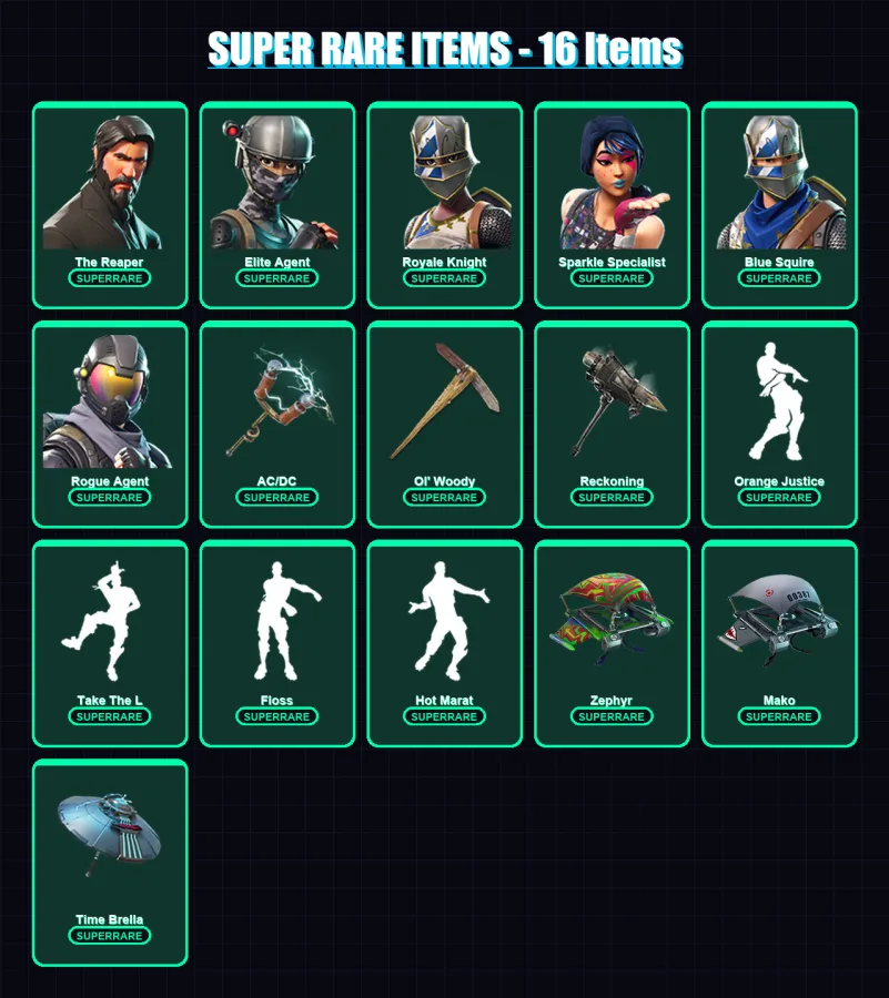 [PC/XBOX/PSN] | The Reaper | Elite Agent | Royale Knight | Sparkle Specialist | Blue Squire | 66 skin | 53 pickaxe | 67 emote | 68 glider | Lv961 — Fortnite account