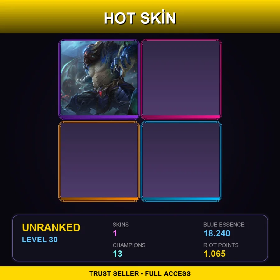 EUW | Lv30 | Unranked | 1 Skin | 13 Champ — LoL account