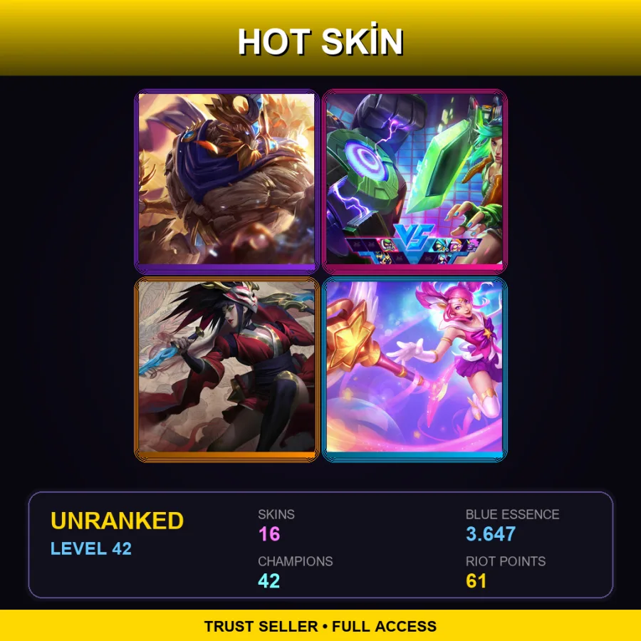 EUW | Lv42 | Unranked | 16 Skin | 42 Champ