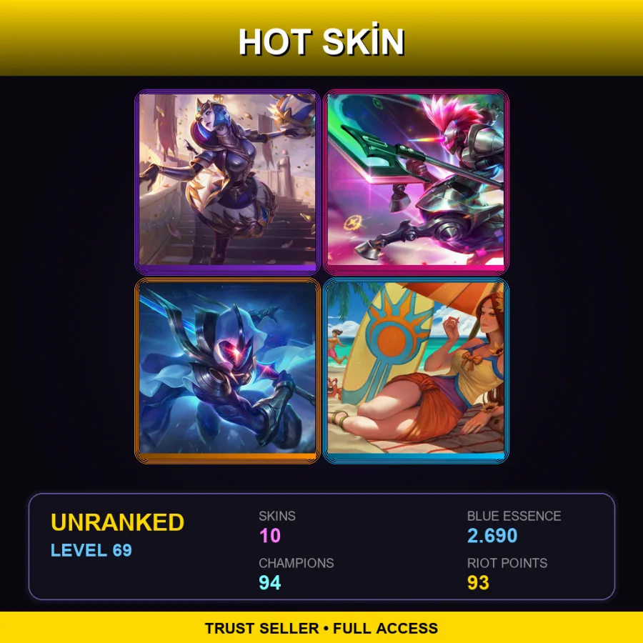 EUNE | Lv69 | Unranked | 10 Skin | 94 Champ with Ornn