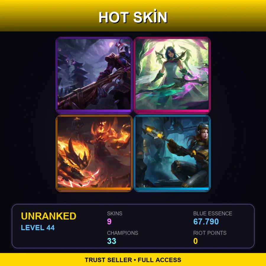 VN | Lv44 | Unranked | 9 Skin | 33 Champ — LoL account