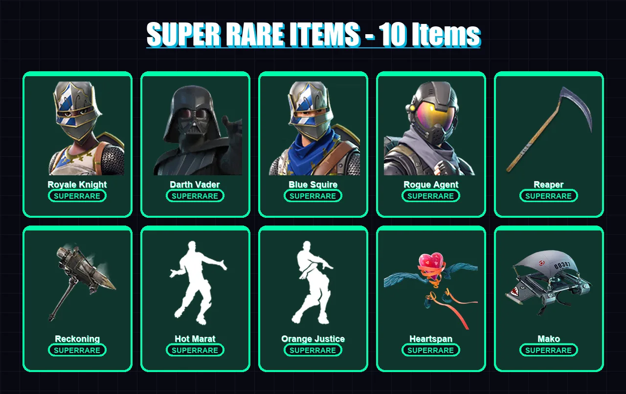 [PC/PSN] | Royale Knight | Darth Vader | Blue Squire | Rogue Agent | Paradigm (Reality-659) | 61 skin | 59 pickaxe | 74 emote | 66 glider | Lv1049