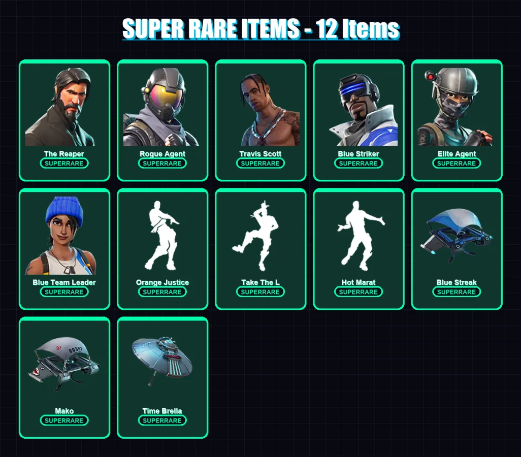 [PS4/PS5/XBOX/PC] | The Reaper | Rogue Agent | Travis Scott | Blue Striker | Elite Agent | 56 skin | 65 pickaxe | 75 emote | 68 glider | Lv1044 — Fortnite account