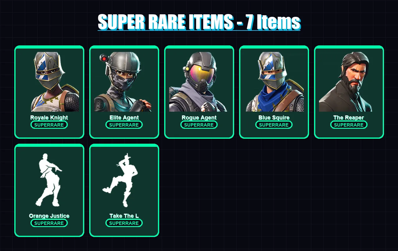 [PC/PSN] | Royale Knight | Elite Agent | Rogue Agent | Blue Squire | The Reaper | 17 skin | 12 pickaxe | 16 emote | 14 glider | Lv216