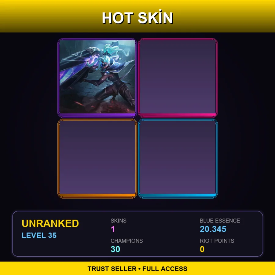 EUW | Lv35 | Unranked | 1 Skin | 30 Champ — LoL account