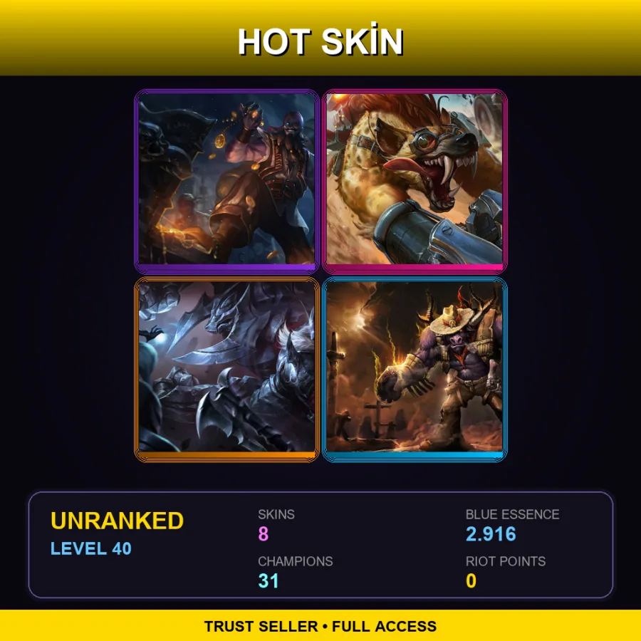 LAN | Lv40 | Unranked | 8 Skin | 31 Champ