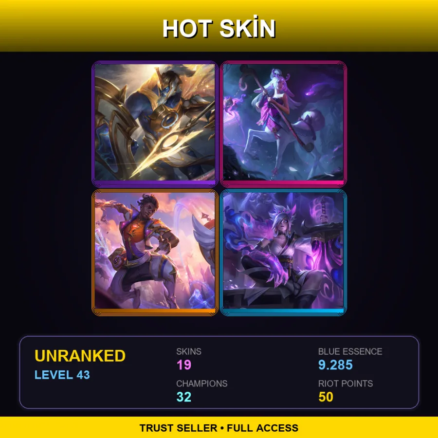 SG | Lv43 | Unranked | 19 Skin | 32 Champ — Bewitching Neeko