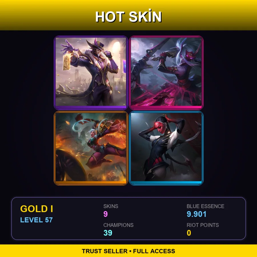 EUW | Lv57 | Gold I | 9 Skin | 39 Champ