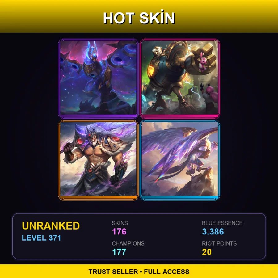 SG | Lv371 | Unranked | 176 Skin | 177 Champ — LoL account