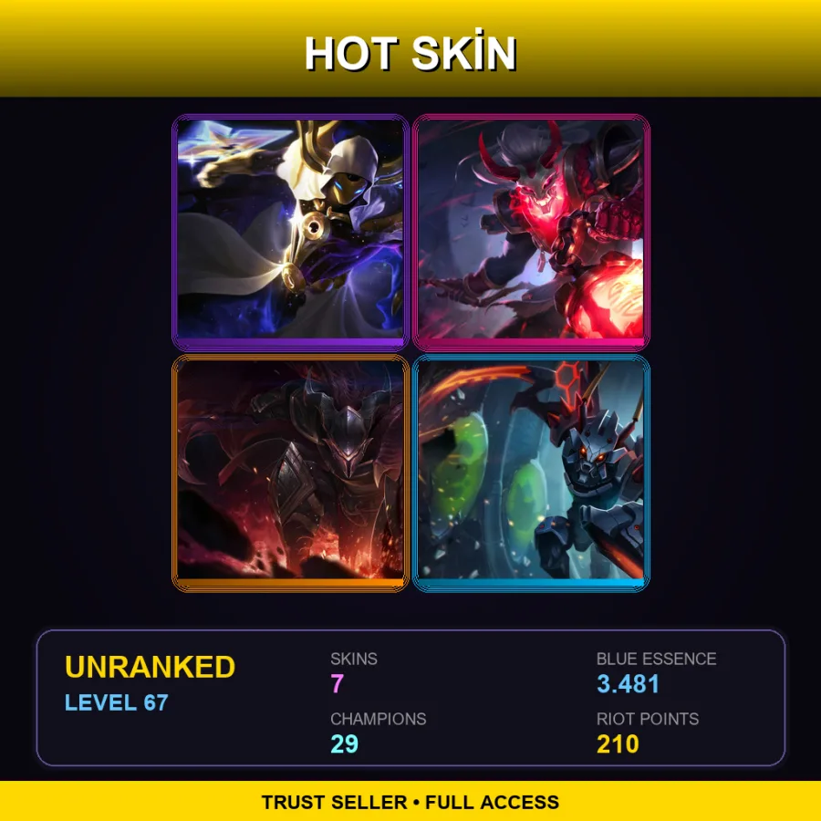LAN | Lv67 | Unranked | 7 Skin | 29 Champ — LoL account