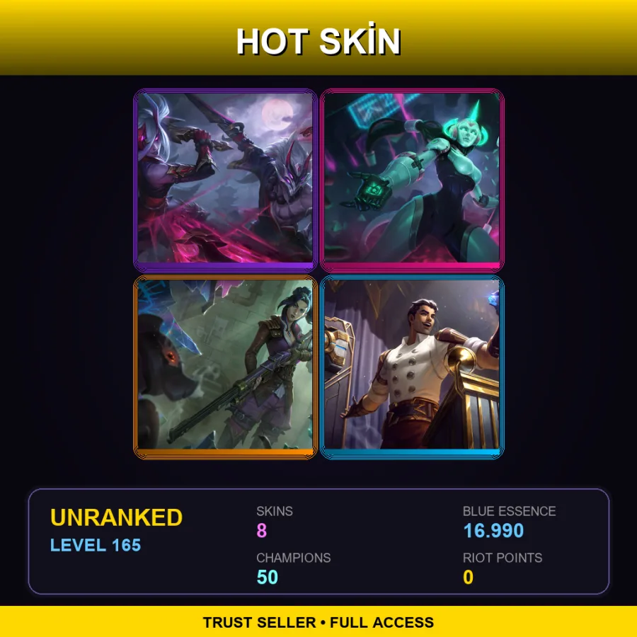 EUW | Blood Moon Master Yi | Program Soraka | Arcane Enforcer Caitlyn | Arcane Inventor Jayce | 8 Skin | 50 Champ | Lv165