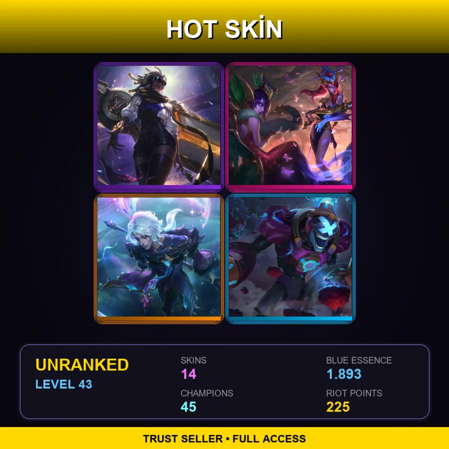 EUW | Lv43 | Unranked | 14 Skin | 45 Champ — LoL account