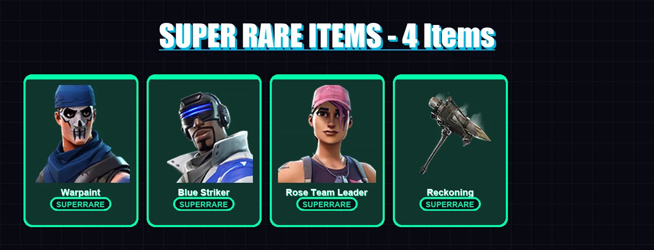[PS4/PS5/XBOX/PC] | Warpaint | Blue Striker | Rose Team Leader | Calamity | Wingman | 7 skin | 4 pickaxe | 4 emote | 8 glider | Lv39