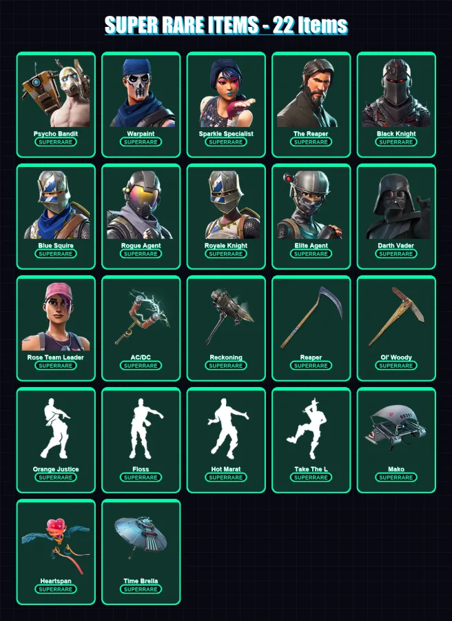 [PC/PSN] | Psycho Bandit | Warpaint | Sparkle Specialist | The Reaper | Black Knight | 368 skin | 300 pickaxe | 238 emote | 209 glider | Lv3019