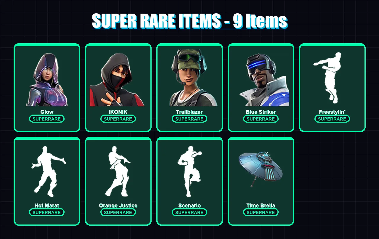 [PS4/PS5/XBOX/PC] | Glow | IKONIK | Trailblazer | Blue Striker | Hybrid | 30 skin | 89 pickaxe | 85 emote | 92 glider | Lv1690