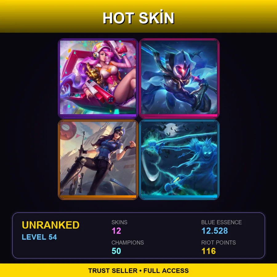 EUW | Lv54 | Unranked | 12 Skin | 50 Champ