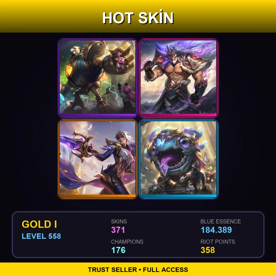 LAS | Lv558 | Gold I | 371 Skin | 176 Champ