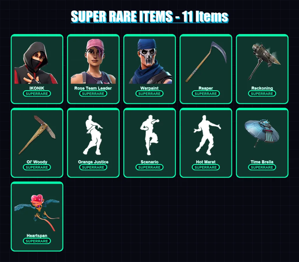 [PC/XBOX/PSN] | IKONIK | Rose Team Leader | Warpaint | Lynx | Calamity | 68 skin | 70 pickaxe | 75 emote | 77 glider | Lv1155