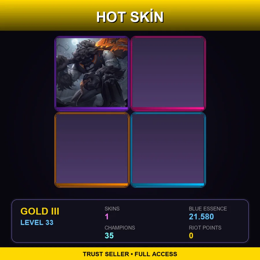 TR | Lv33 | Gold III | 1 Skin | 35 Champ