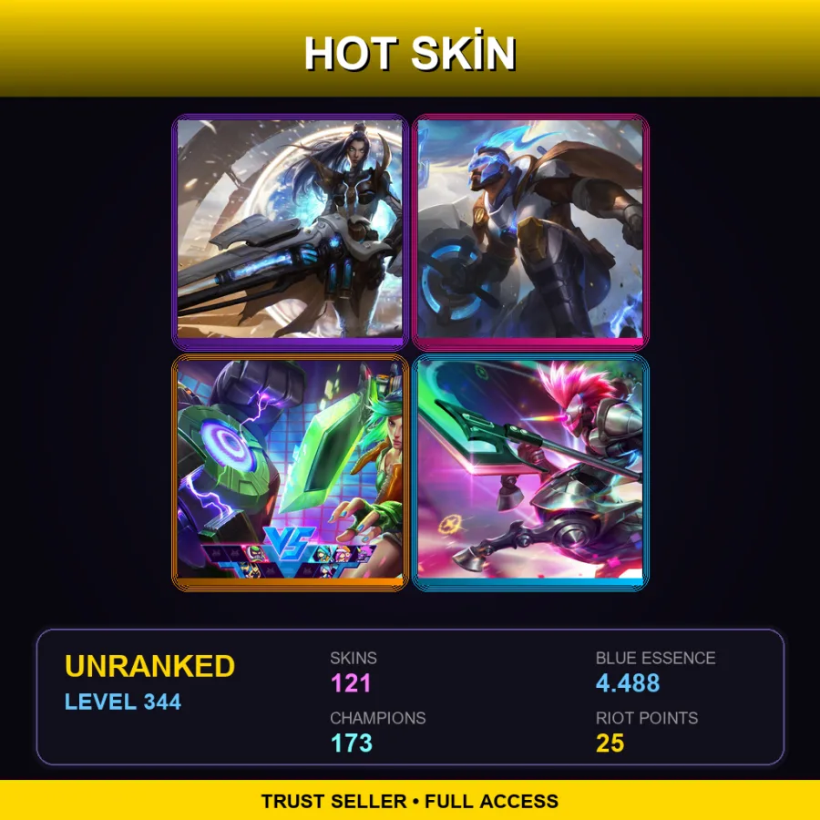 LAS | Lv344 | Unranked | 121 Skin | 173 Champ