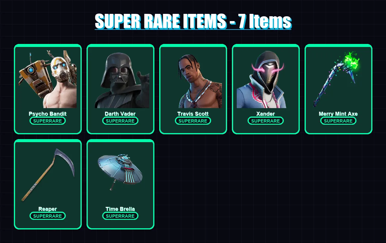[PC/XBOX/PSN] | Psycho Bandit | Darth Vader | Travis Scott | Xander | Fade | 123 skin | 145 pickaxe | 108 emote | 131 glider | Lv3802
