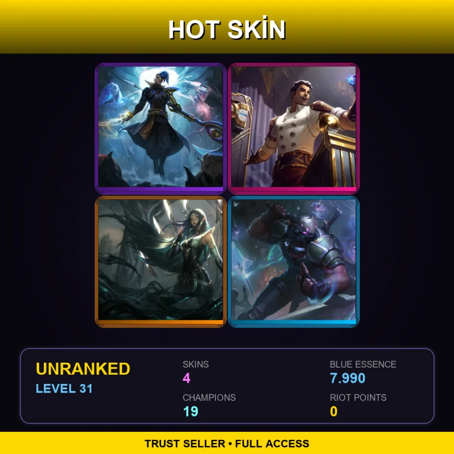 NA | Lv31 | Unranked | 4 Skin | 19 Champ — LoL account