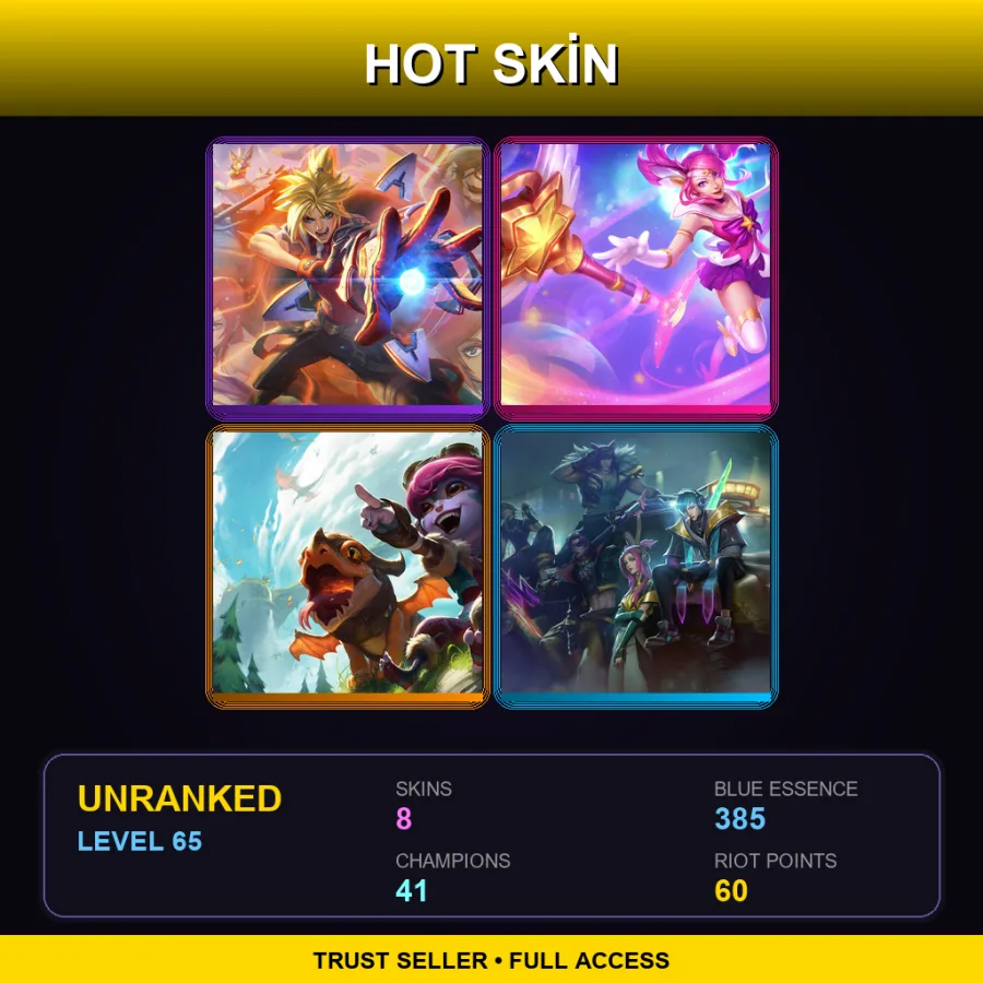 EUW | Lv65 | Unranked | 8 Skin | 41 Champ