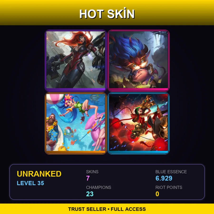 ME | Lv35 | Unranked | 7 Skin | 23 Champ — LoL account