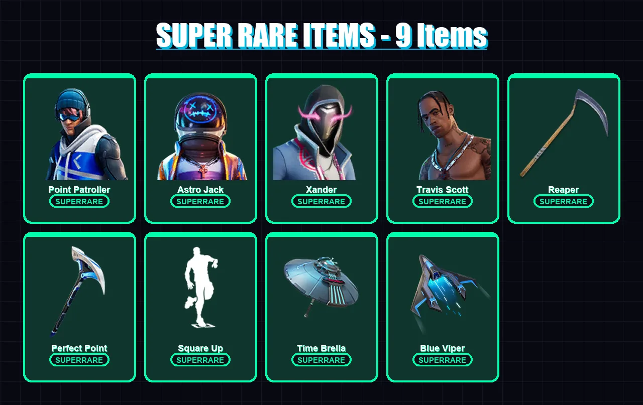 [PC/XBOX] | Point Patroller | Astro Jack | Xander | Travis Scott | Midas | 93 skin | 119 pickaxe | 97 emote | 108 glider | Lv1643 — Fortnite account
