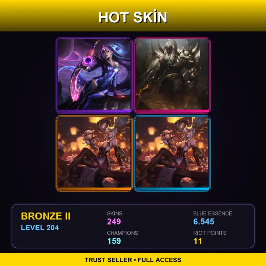 EUW | Lv204 | Bronze II | 249 Skin | 159 Champ