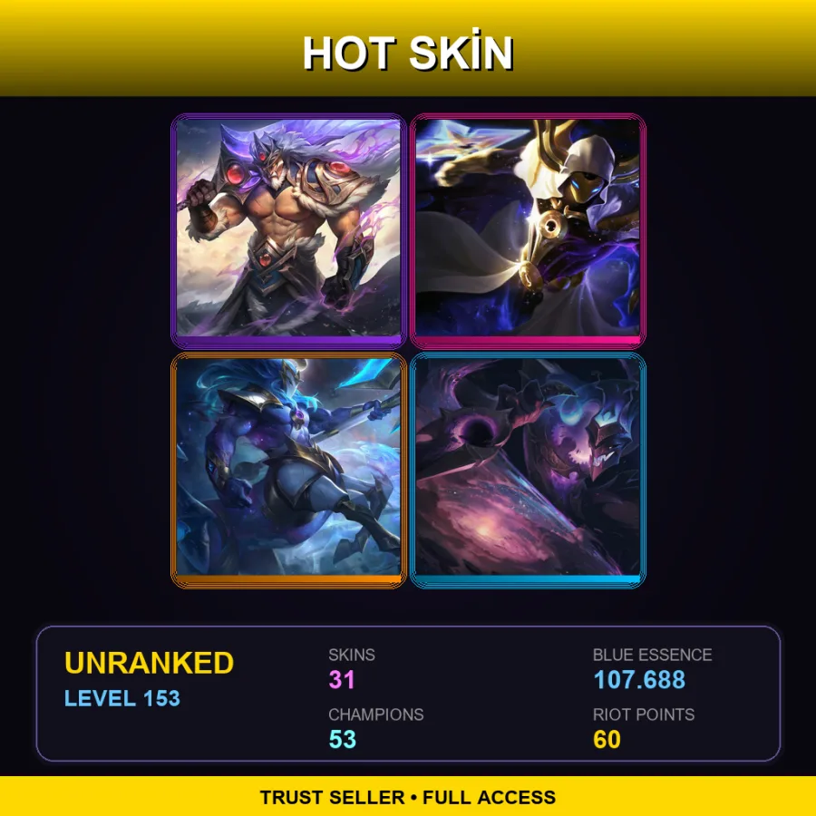 LAS | Lv153 | Unranked | 31 Skin | 53 Champ — Cosmic Charger Hecarim