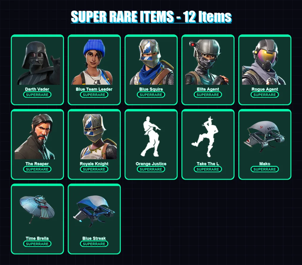[PC/XBOX] | Darth Vader | Blue Team Leader | Blue Squire | Elite Agent | Rogue Agent | 62 skin | 50 pickaxe | 56 emote | 63 glider | Lv1089
